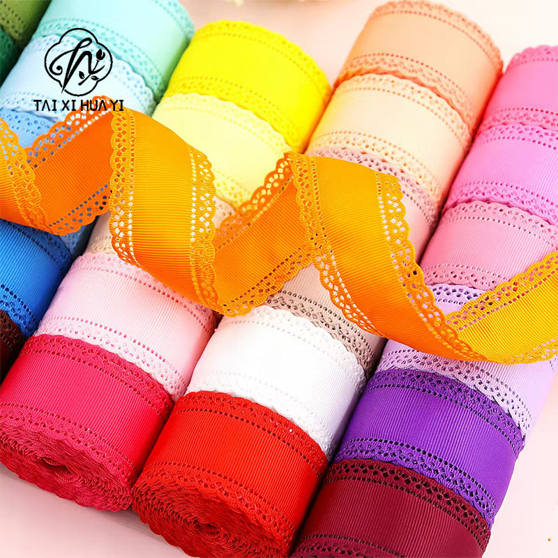 3cm Solid Color Lace Hollow Grosgrain Ribbon Eco-Friendly Durable Modern DIY Handmade Bow Headgear Hair Valentine's Day Wedding Main image