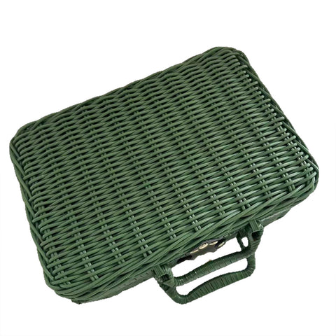 Rattan outdoor leisure picnic basket household PP imitation rattan retro suitcase storage props basket storage basket