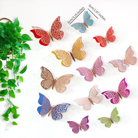 Colorful Butterfly 3D Wall Stickers Festival & Birthday Home Decoration Art Decorative Paper