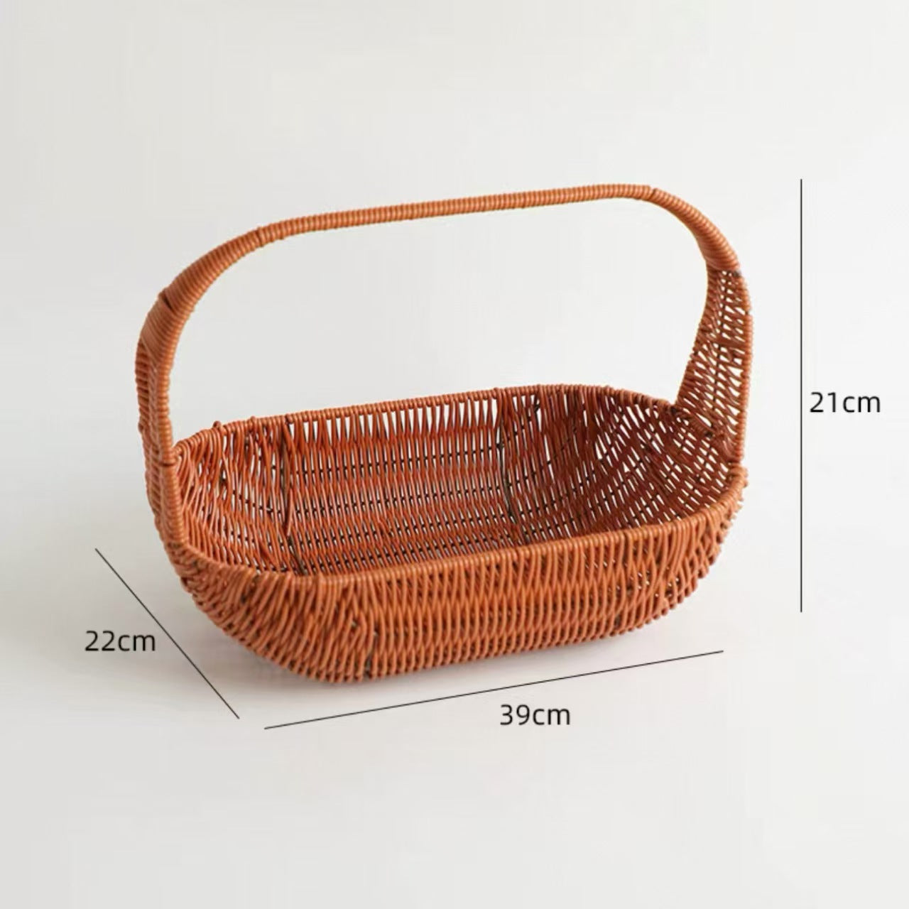 Plastic Wicker Picnic Basket with Handle for Home Outdoor Use Hand-Woven Straw Flower Basket for Gifts
