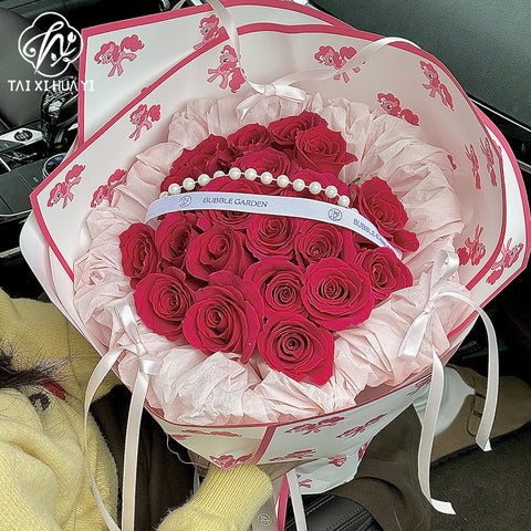 Cross-border hot-selling cartoon pony Baoli Ouya paper thickened waterproof flower flower paper pony head flower packaging material