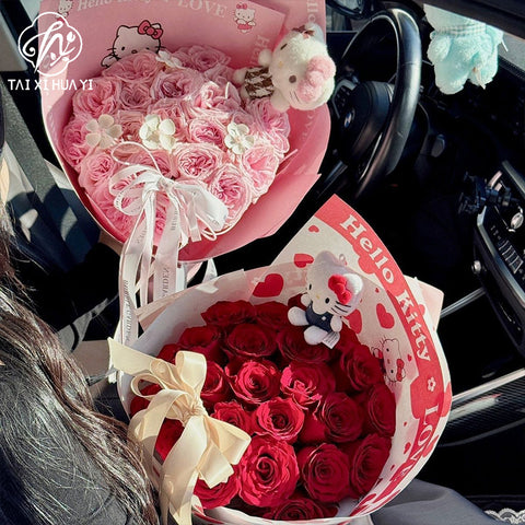 520 new products hello Kitty handmade bouquet wrapping paper handmade DIY flower decoration wrapping paper flower shop materials
