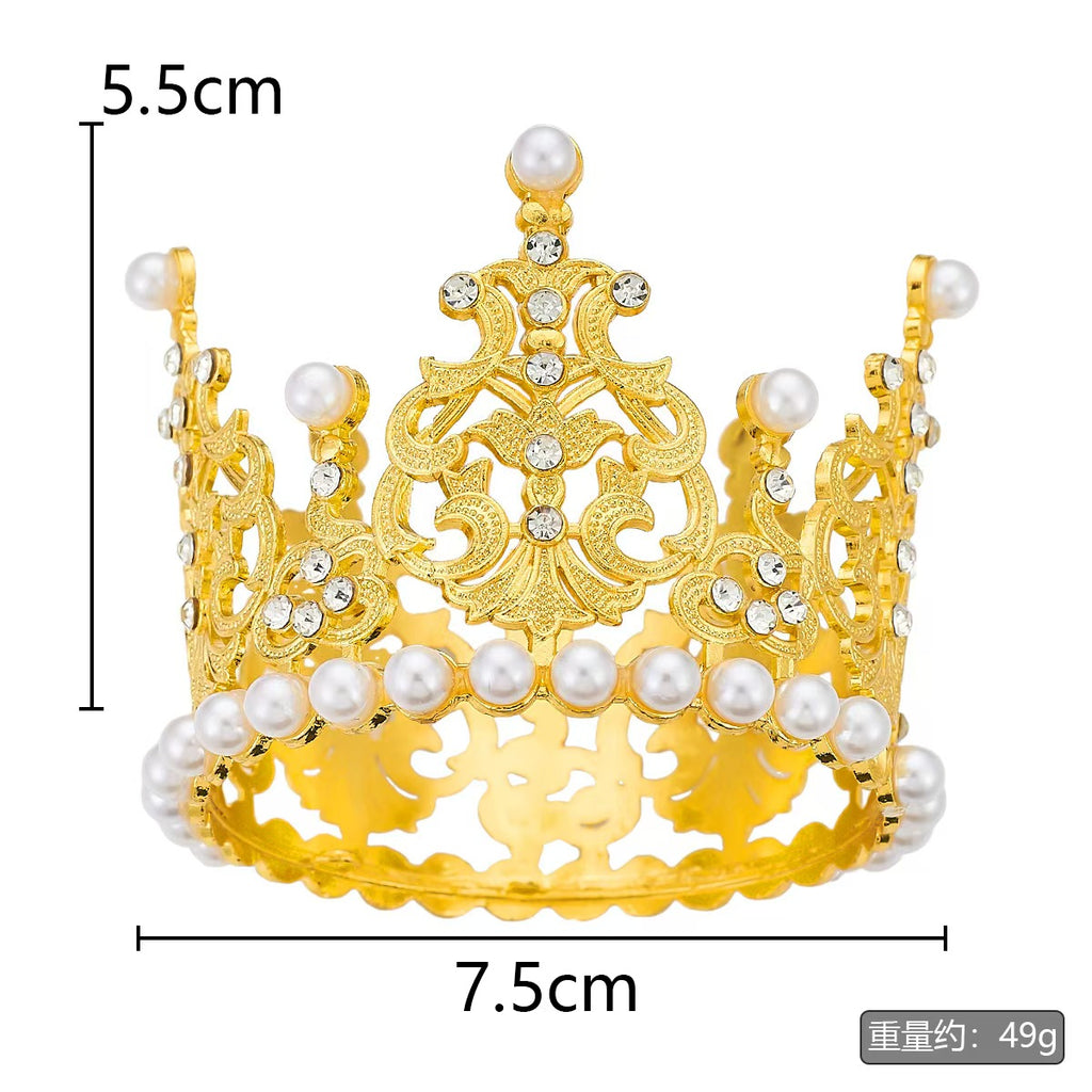 Princess Wedding & Birthday Party Supplies New Rhinestone Crown Cake Topper Children's Hair Accessories in Metal for Christmas