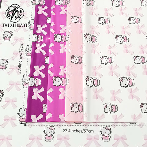 Cross-border foreign trade explosion kitten bow flower wrapping paper flower packaging waterproof floral packaging material
