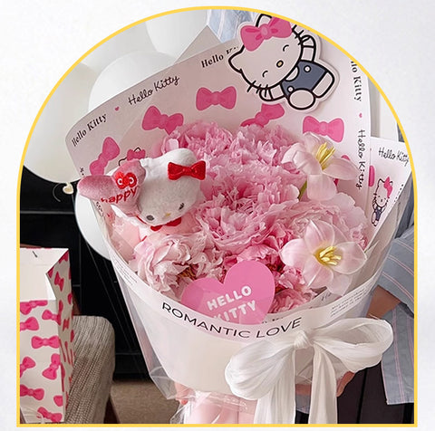 Cartoon KT Cat Wrapping Paper White Kraft Paper Thickened Cute Cat Florist Floral Handmade DIY Material