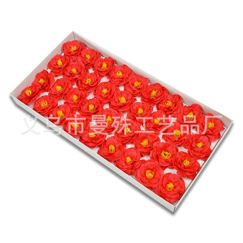 Christmas camellia fragrant soap flower large flower head soap flower gift box, bouquet decoration, artificial flower DIY materials wholesale