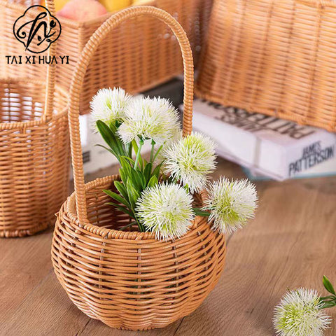 Gift box woven flower basket handmade straw basket outdoor camping home decoration teacher's day gift box