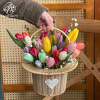 Reinforced integrated handle straw hat top hat flower basket flower arrangement basket fresh bouquet packaging DIY handmade floral materials