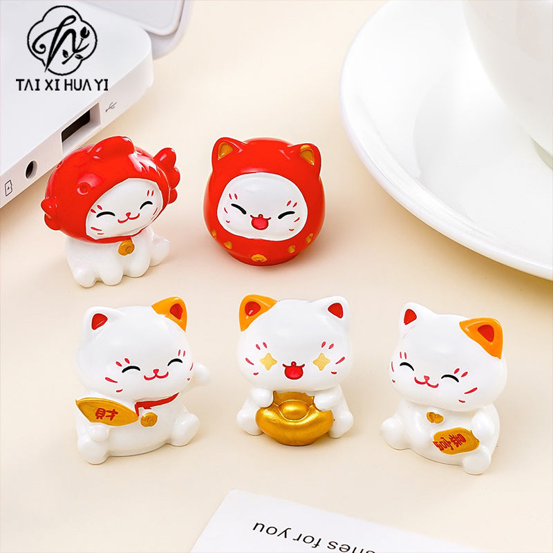 Lucky Cat Ceramic Home Ornament Creative Japanese-style Fortune Cat Small Pocket Store Opening Event Gift Wholesale รูปสินค้ารอง