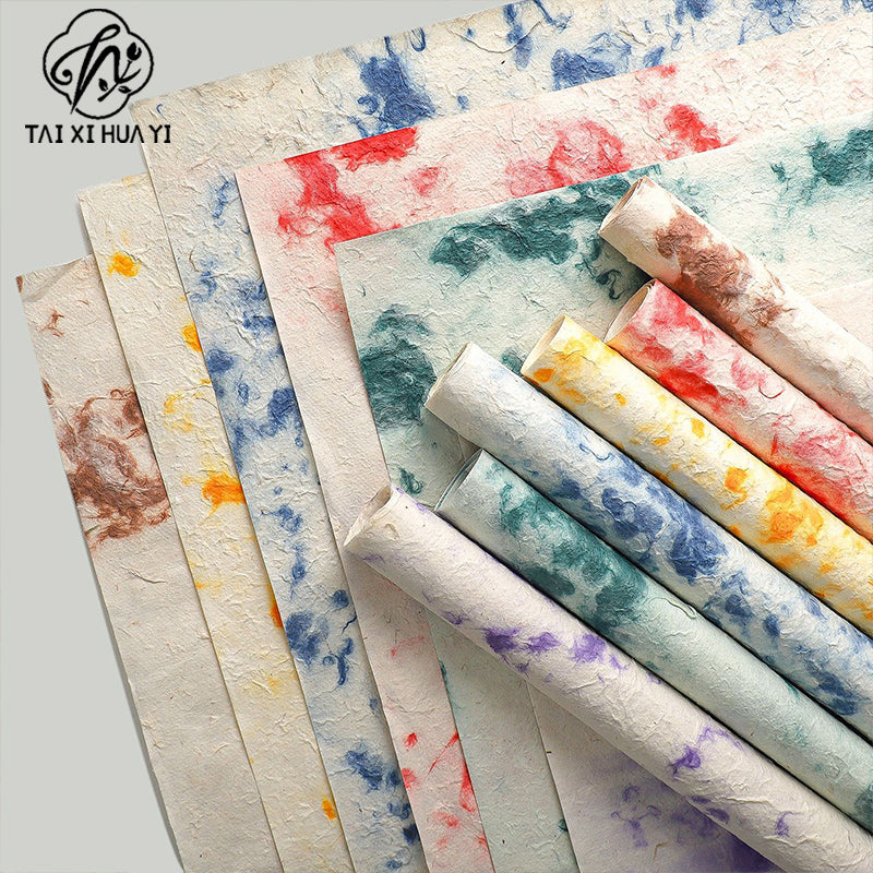 Tie-dye Dongba paper thickened hand-torn paper flower bouquet wrapping paper handmade paper creative bag flower paper wholesale