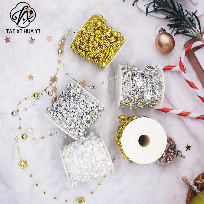 Pearl chain 8 + 3mm gypsy fishing line bead chain handmade bouquet gifts DIY holiday decoration floral materials