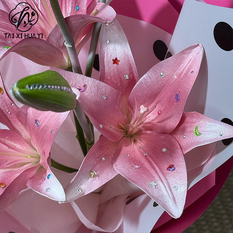 Star diamond sticker flower shop bouquet decoration rhinestone sticker flower petal letter diamond flower art packaging consumables