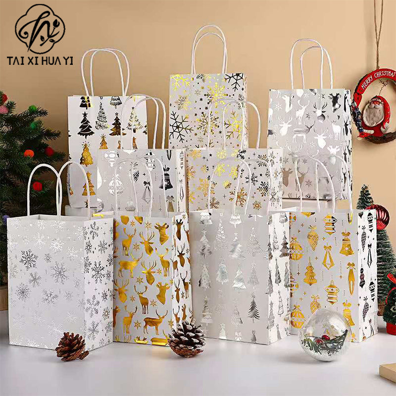Christmas gift bag cartoon christmas tree souvenir bag holiday party snack packaging bag kraft paper bag