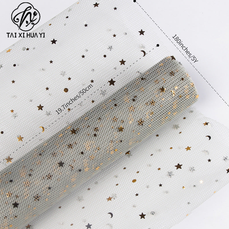 bronzing sequins star and moon yarn flower bag flower yarn floral materials flower gifts venue arrangement universal decorative mesh yarn
