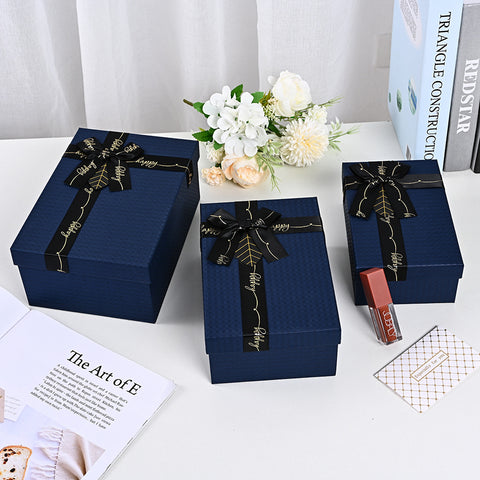 Customized Portable Pink Square Paper Gift Box with UV Coating Bow Mug Set Pen Wine Lid