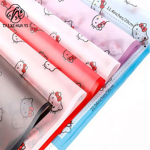 Cartoon magic edge bow cat cat head cat kt matte translucent paper bouquet wrapping paper waterproof floral packaging