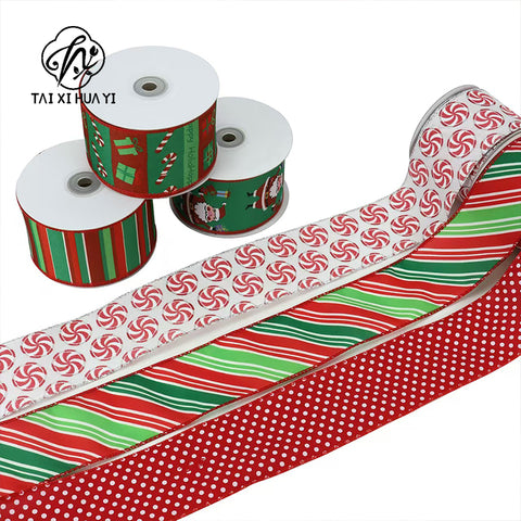 Luxury 4'' Wide Eco-Friendly Polyester Wedding Christmas Line Edge Gift Wrapping Diy Bow Wired Ribbon for Craft Wreath