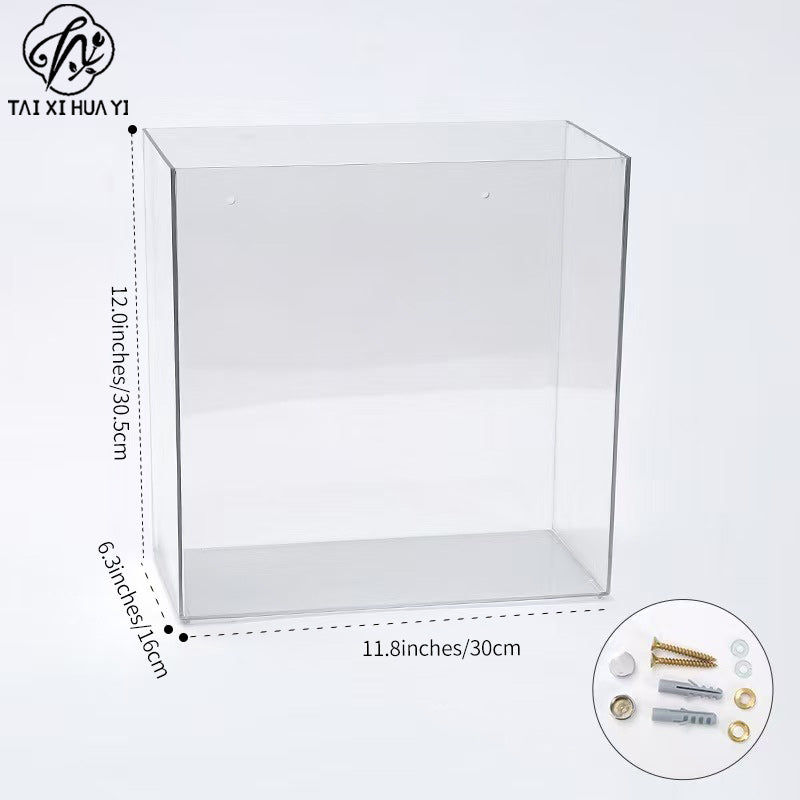Acrylic ribbon card storage bucket Wall-mounted transparent drop-resistant durable flower storage box Florist floral supplies
