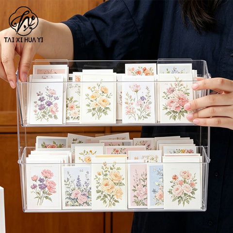 Internet celebrity wall-mounted card storage rack, fully transparent acrylic flower shop bouquet greeting card finishing rack floral materials