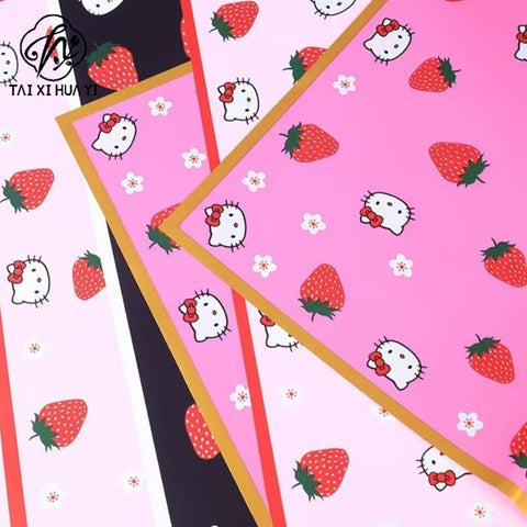 Childlike cute bouquet wrapping paper Ouya paper strawberry bouquet packaging waterproof flower shop floral supplies