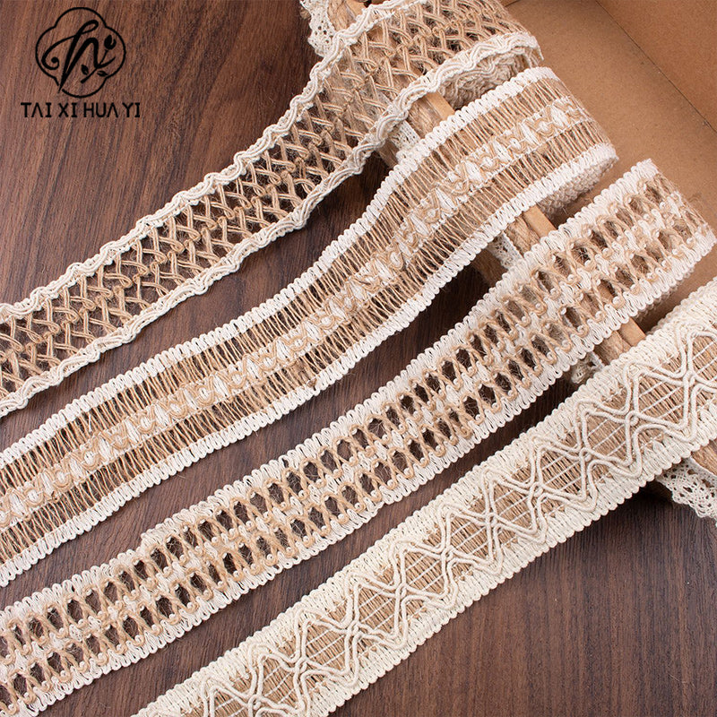 Hemp rope and hemp weaving are hot-selling, hand-woven webbing cotton and linen lace decoration DIY 2 meters a roll, clothing accessories