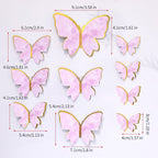 Vibrant Yellow Blue Pink Art Deco Paper Butterfly Cake Toppers for Home Decoration and Anniversary Celebrations