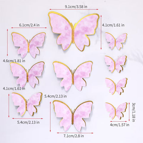 Vibrant Yellow Blue Pink Art Deco Paper Butterfly Cake Toppers for Home Decoration and Anniversary Celebrations