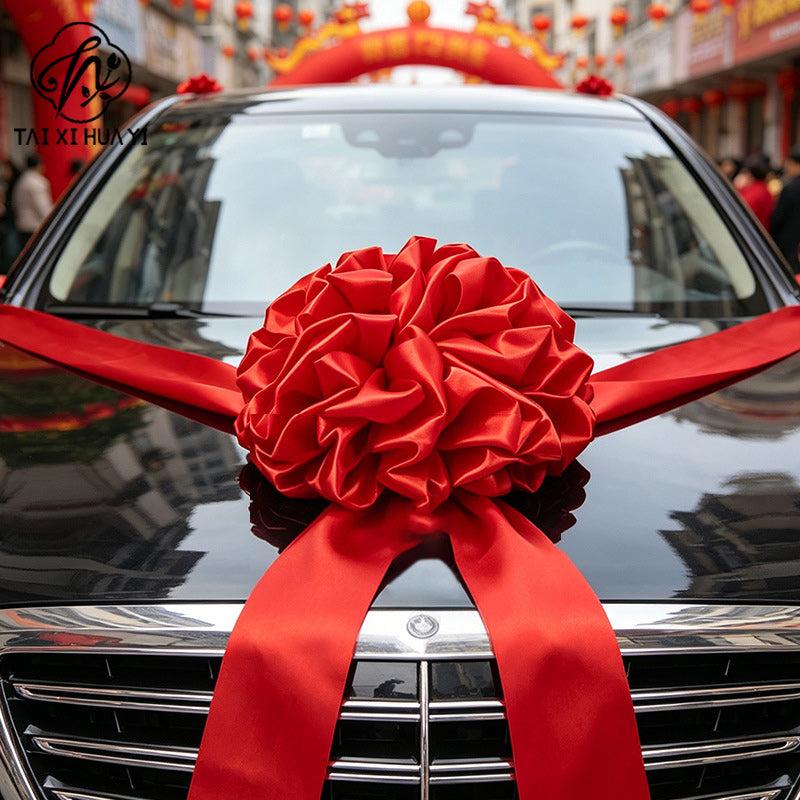 The opening of the big safflower ball, the ribbon cutting award, the unveiling of the red hydrangea wedding car, the new car, the car delivery, and the housewarming door Main image