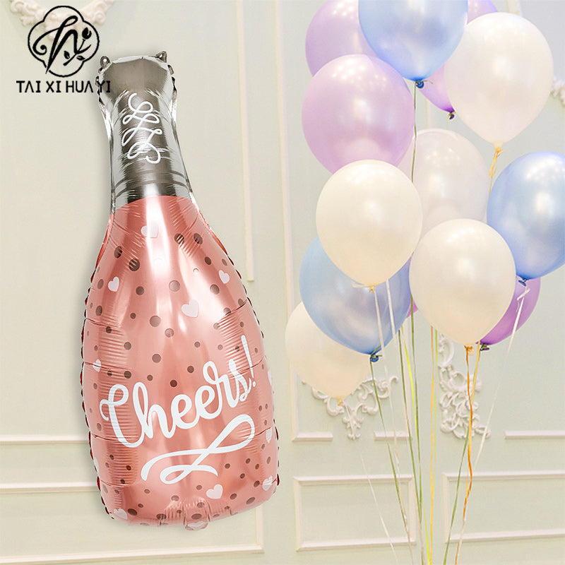 Party decoration, aluminum film balloons, cross-border arrangement, New Year's wine bottle, wine glass, birthday wine bottle, wine glass balloon wholesale