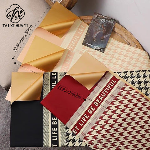 New Hera light luxury paper series flower wrapping paper red bouquet thousand bird grid thickened waterproof bag flower paper material