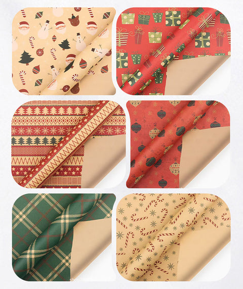 Amazon, new Christmas gift wrapping paper, retro yellow kraft paper gift box packaging DIY paper wholesale