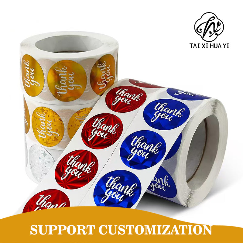 Die Cut Adhesive Aluminum Foil Laser Printed Custom Logo Thank You Labels Stickers for Small Business Gift