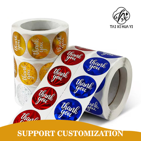Die Cut Adhesive Aluminum Foil Laser Printed Custom Logo Thank You Labels Stickers for Small Business Gift