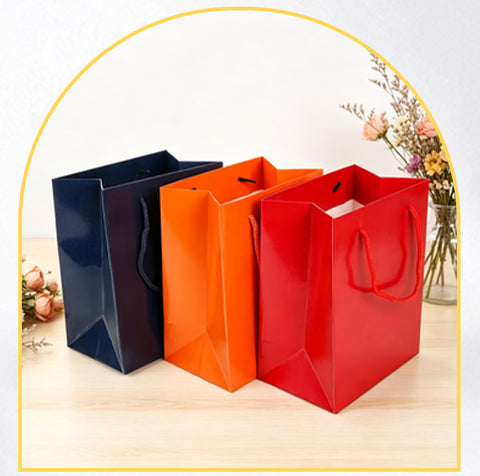 Solid color glossy universal gift packaging tote bag tea bag kraft paper tote bag watch box paper bag jewelry bag