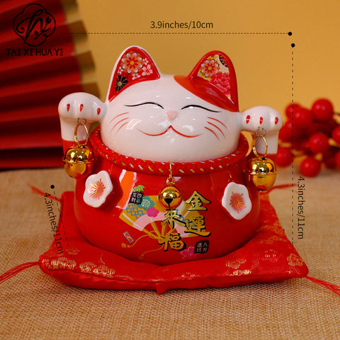 4.5 inch Lucky Cat Cute Cartoon Piggy Bank Ceramic Gift Printing Home Decoration Customer Wholesale Shipping