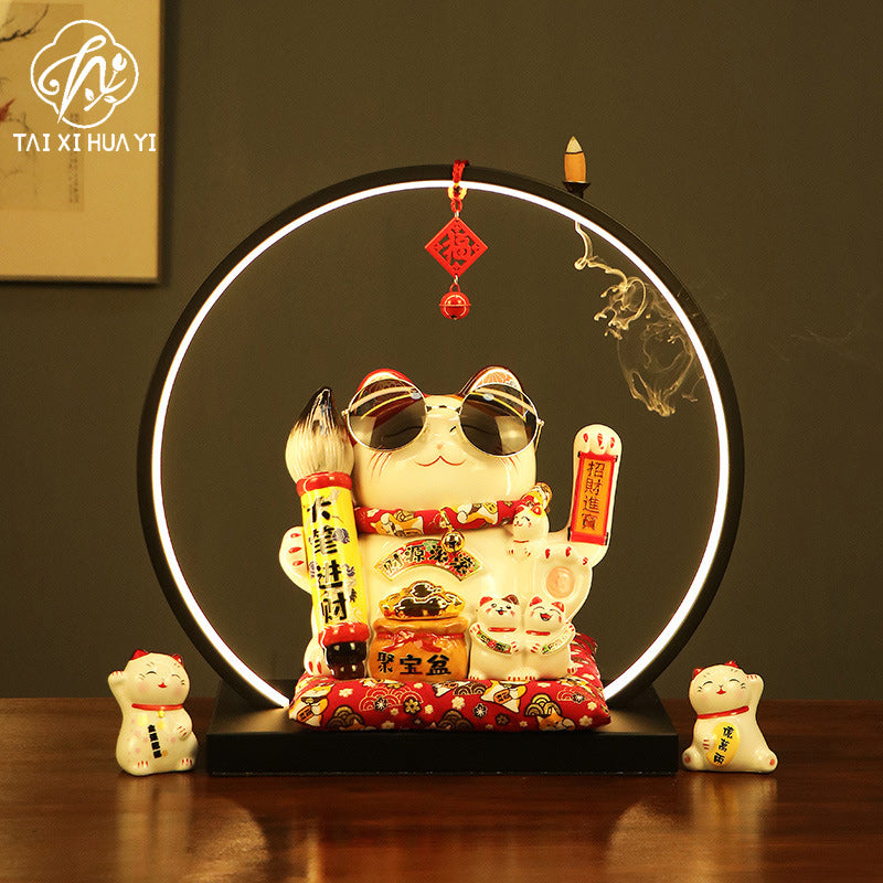 New Chinese LED lamp ring living room creative ornament Gundam background light gift home decoration flowing water ornament รูปสินค้าหลัก