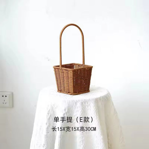 Modern Style Hand-Woven Rattan Wicker Shape Storage Basket Eco-Friendly Durable Lightweight Multifunctional Home Garden Plant