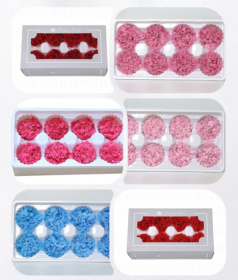 Eternal Flower 4-5cm A Grade Carnation Flower Head DIY Material 8 Packs Yunnan Wholesale Eternal Carnation Flower Head