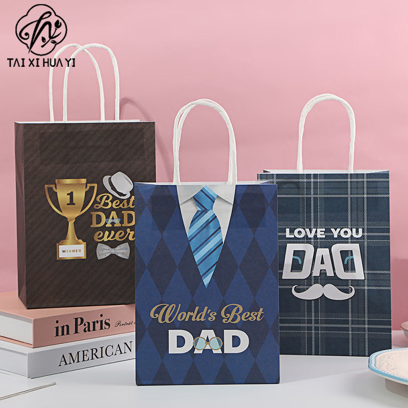 New Father's Day Gift Bag Holiday Tote Bag Packaging Bag Birthday Gift Bag White Cardboard Gift Paper Bag Secondary image