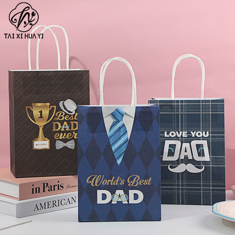 New Father's Day Gift Bag Holiday Tote Bag Packaging Bag Birthday Gift Bag White Cardboard Gift Paper Bag