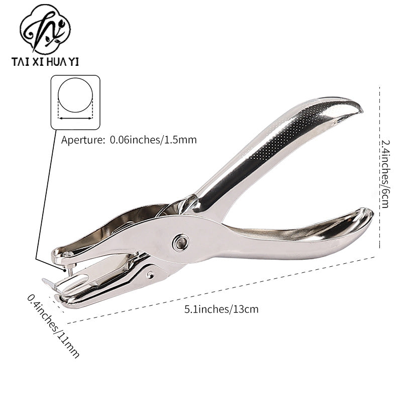 Hand-held hole punch, single-hole bean punching pliers 6mm round aperture, paper file, hand account, office stationery hole punching machine