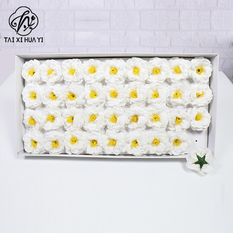 Christmas camellia fragrant soap flower large flower head soap flower gift box, bouquet decoration, artificial flower DIY materials wholesale