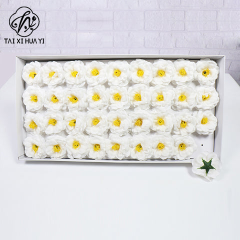 Christmas camellia fragrant soap flower large flower head soap flower gift box, bouquet decoration, artificial flower DIY materials wholesale