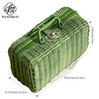 Rattan outdoor leisure picnic basket household PP imitation rattan retro suitcase storage props basket storage basket
