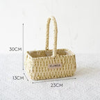 Woven Flower Basket with Paper Rope Handle for Mother's Day Party Wedding Easter Decor Wooden Gift Basket for Festive Occasions