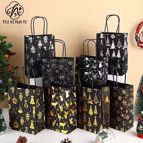 Christmas gift bag cartoon christmas tree souvenir bag holiday party snack packaging bag kraft paper bag