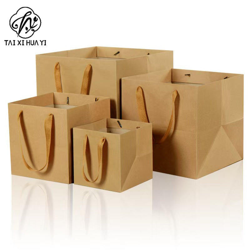 Cross-border kraft paper bag small gift bag flower tote bag cake packaging bag clothing oversized gift bag wholesale Main image