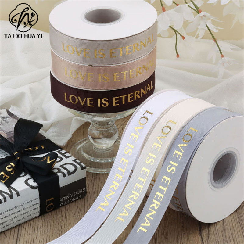 Valentine's Day flower shop floral supplies English threaded ribbon DIY bouquet ribbon material spot wholesale