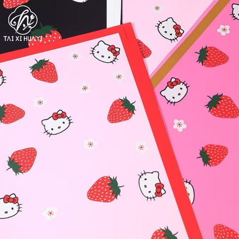 Childlike cute bouquet wrapping paper Ouya paper strawberry bouquet packaging waterproof flower shop floral supplies