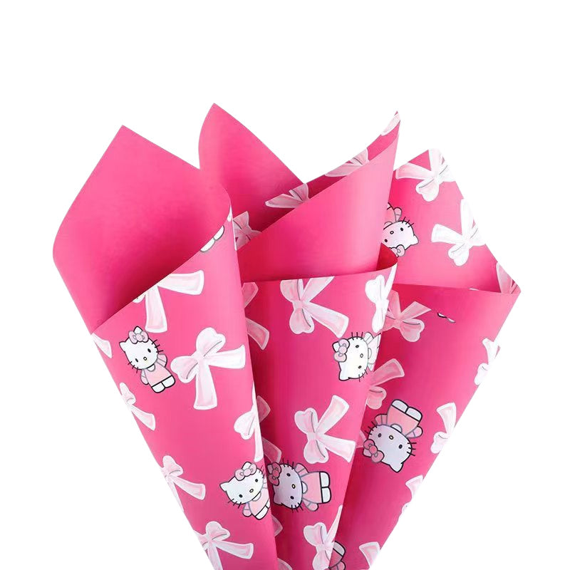 Cross-border foreign trade explosion kitten bow flower wrapping paper flower packaging waterproof floral packaging material